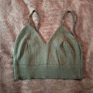 H&M Olive Green Ribbed Tank Top